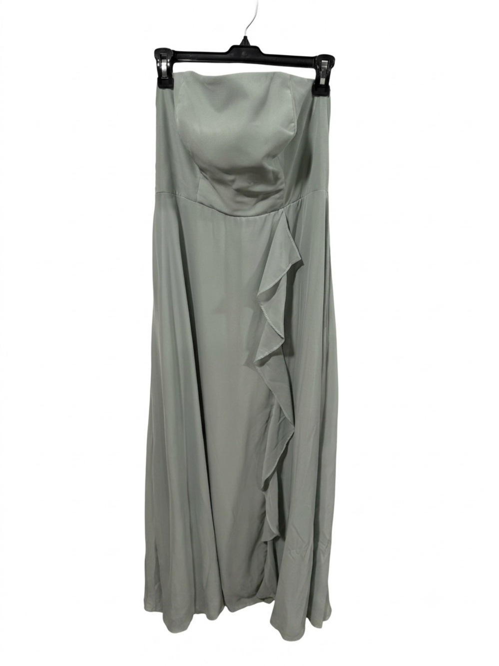 Birdy Grey Sage Green Strapless Ruffle Formal Maxi Dress Size Large